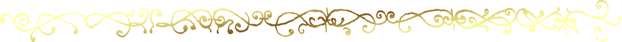 Decorative gold ornamental divider with intricate curling, symmetrical flourishes.
