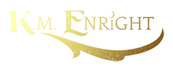 Gold K.M. Enright logo featuring stylized lettering and an elegant sweeping flourish beneath the name.
